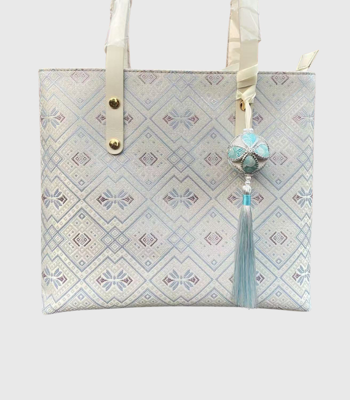 Ethnic style brocade patterned handbag