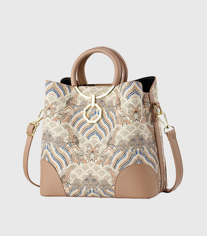 ZhuangJin brocade wave patterned brocade handbag