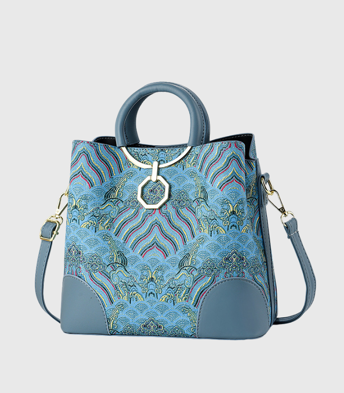 ZhuangJin brocade wave patterned brocade handbag