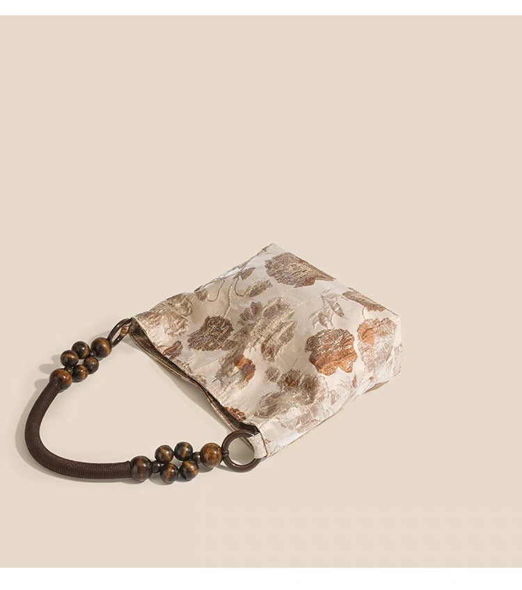Golden Petals Embroidered Shoulder Bag